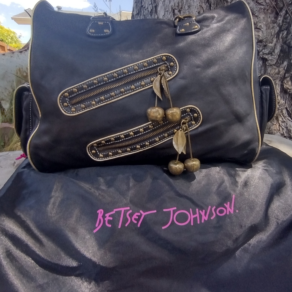 SOLD BUNDLE Of 3 BJ Rocking Cherries Vintage Leather Bag, Wallet & Dust Bag